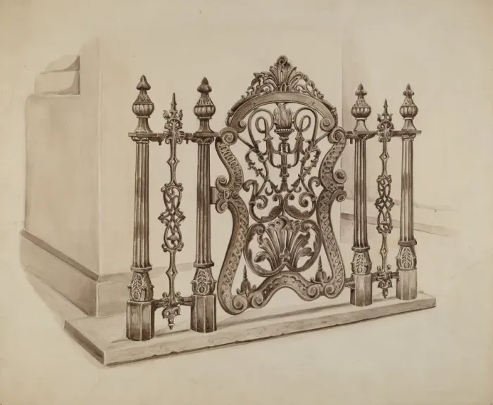 Framed Print : Cast Iron Gate, c. 1936. Creator: Al Curry Framed Print : Cast Iron Gate, c. 1936. Creator: Al Curry