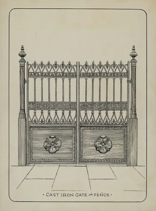 Framed Print : Cast Iron Gate, c. 1936. Creator: Lucien Verbeke Framed Print : Cast Iron Gate, c. 1936. Creator: Lucien Verbeke