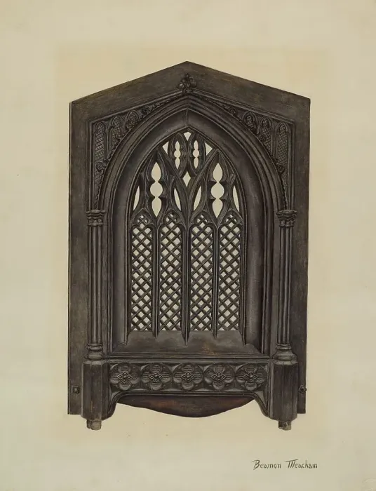 Framed Print : Cast Iron Gate Front, c. 1941. Creator: Beamon Meacham Framed Print : Cast Iron Gate Front, c. 1941. Creator: Beamon Meacham
