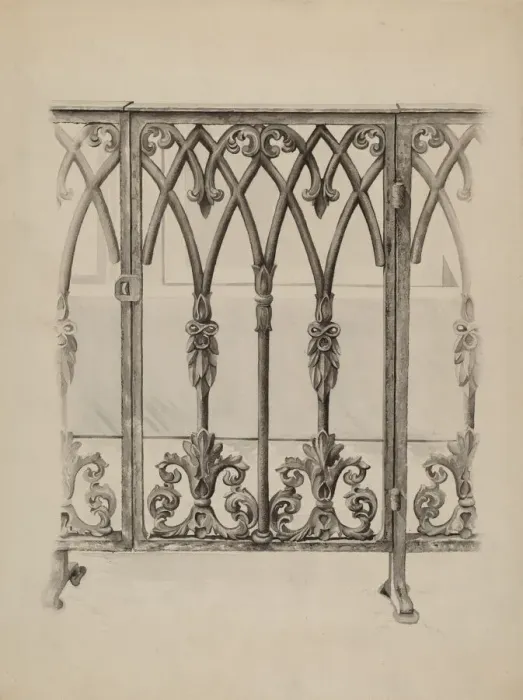 Framed Print : Cast Iron Gate Railing, c. 1936. Creator: Ray Price Framed Print : Cast Iron Gate Railing, c. 1936. Creator: Ray Price