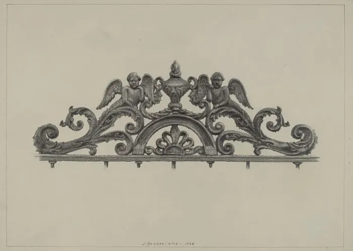 Framed Print : Cast Iron Gate Top, 1938. Creator: J. Howard Iams Framed Print : Cast Iron Gate Top, 1938. Creator: J. Howard Iams