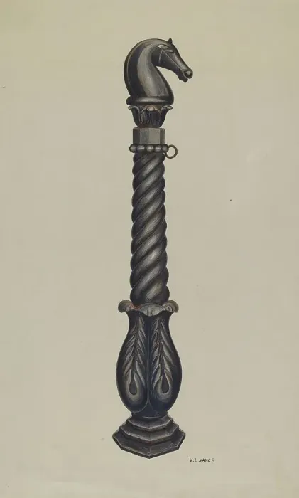 Framed Print : Cast Iron Hitching Post, c. 1941. Creator: V. L. Vance Framed Print : Cast Iron Hitching Post, c. 1941. Creator: V. L. Vance