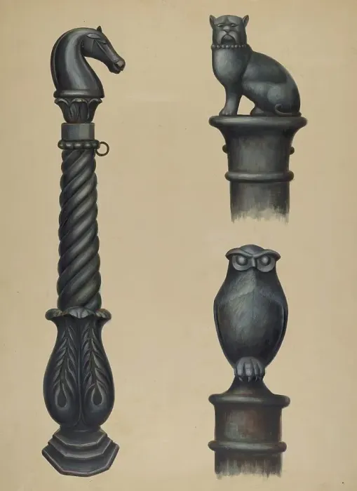 Framed Print : Cast Iron Hitching Post, c. 1941. Creator: V. L. Vance Framed Print : Cast Iron Hitching Post, c. 1941. Creator: V. L. Vance
