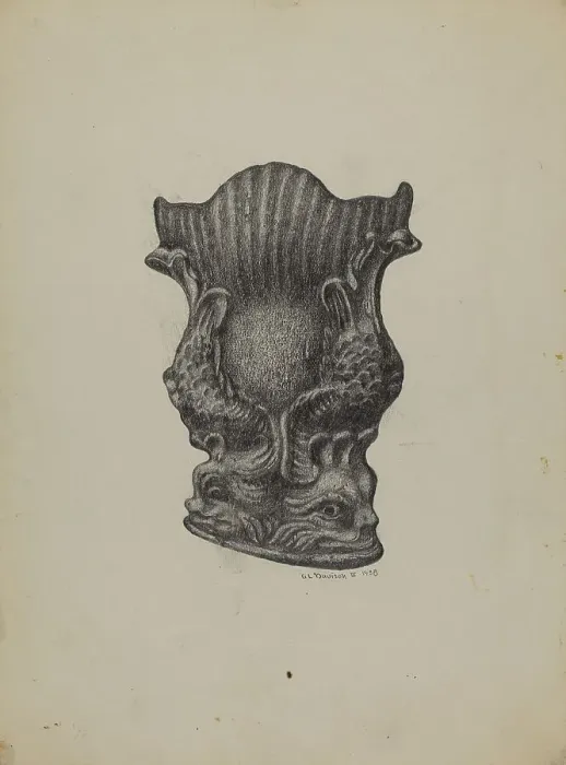 Framed Print : Cast Iron Match Holder, 1938. Creator: Austin L. Davison Framed Print : Cast Iron Match Holder, 1938. Creator: Austin L. Davison