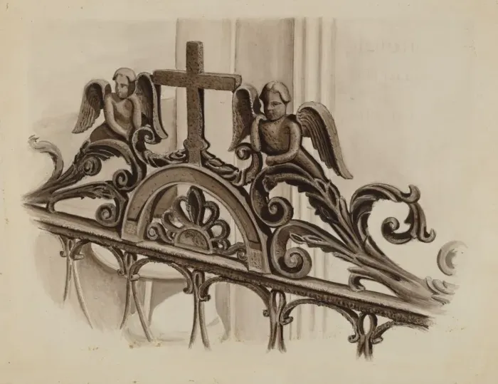Framed Print : Cast Iron Ornament, c. 1936. Creator: Al Curry Framed Print : Cast Iron Ornament, c. 1936. Creator: Al Curry