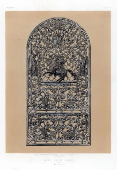 Framed Print : Cast Iron Panel from Mulheim, Germany, 19th century. Artist: John Burley Waring Framed Print : Cast Iron Panel from Mulheim, Germany, 19th century. Artist: John Burley Waring