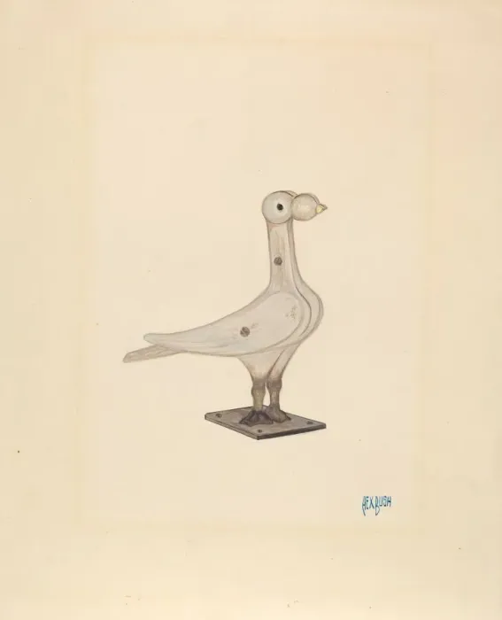 Framed Print : Cast Iron Pigeon, c. 1936. Creator: Rex F Bush Framed Print : Cast Iron Pigeon, c. 1936. Creator: Rex F Bush