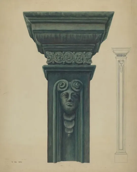 Framed Print : Cast Iron Pillar, 1935  /  1942. Creator: Vera Van Voris