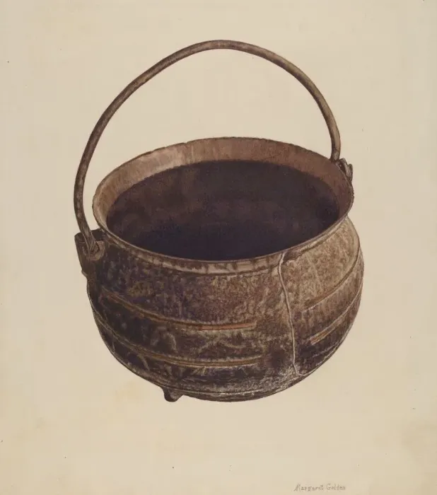 Framed Print : Cast Iron Pot, c. 1941. Creator: Margaret Golden Framed Print : Cast Iron Pot, c. 1941. Creator: Margaret Golden