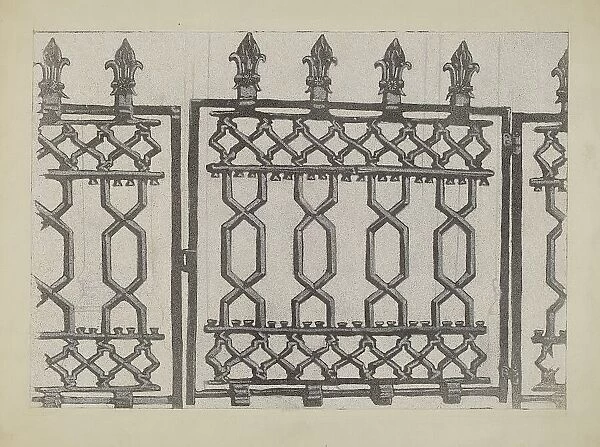 Cast Iron Rail and Gate, c. 1936. Creator: Arelia Arbo