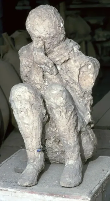Framed Print : Cast of a victim of the eruption of Vesuvius, 1st century Framed Print : Cast of a victim of the eruption of Vesuvius, 1st century
