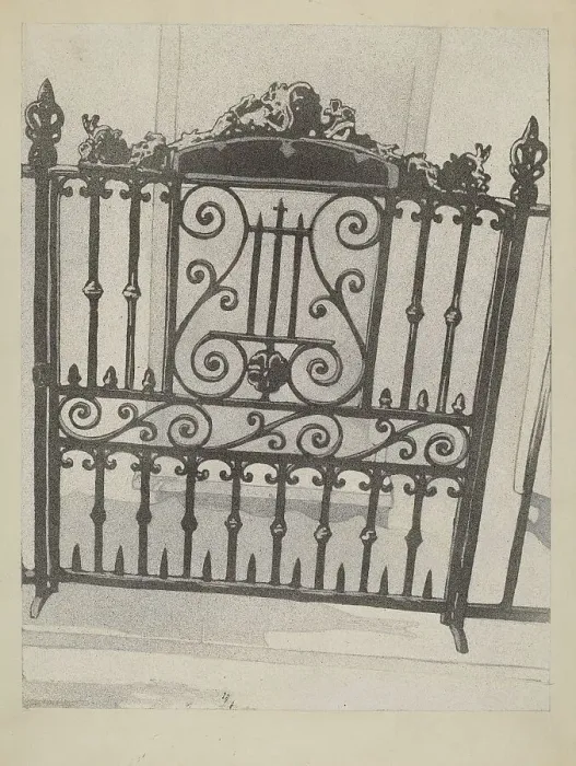 Framed Print : Cast and Wrought Iron Gate, c. 1936. Creator: Arelia Arbo Framed Print : Cast and Wrought Iron Gate, c. 1936. Creator: Arelia Arbo