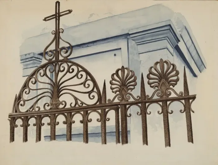 Framed Print : Cast and Wrought Iron Ornament, c. 1936. Creator: Ray Price Framed Print : Cast and Wrought Iron Ornament, c. 1936. Creator: Ray Price