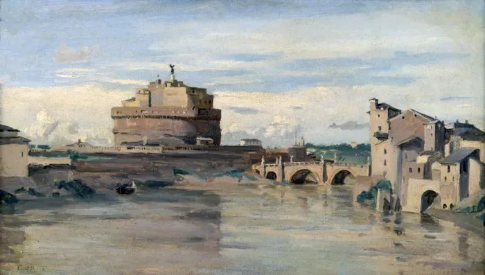 Framed Print : Castel Sant Angelo and the River Tiber, Rome, c1816-1875. Artist: Jean-Baptiste-Camille Corot Framed Print : Castel Sant Angelo and the River Tiber, Rome, c1816-1875. Artist: Jean-Baptiste-Camille Corot