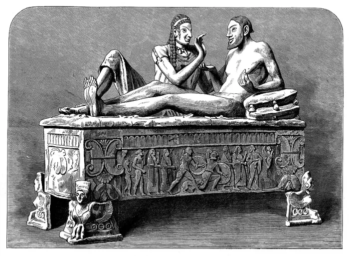 Framed Print : The Castellani Collection in the British Museum - Etruscan sarcophagus, 1873. Creator: Unknown Framed Print : The Castellani Collection in the British Museum - Etruscan sarcophagus, 1873. Creator: Unknown