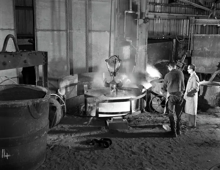 Framed Print : The casting furnace at Wombwell Foundry, South Yorkshire, 1963. Artist: Michael Walters Framed Print : The casting furnace at Wombwell Foundry, South Yorkshire, 1963. Artist: Michael Walters
