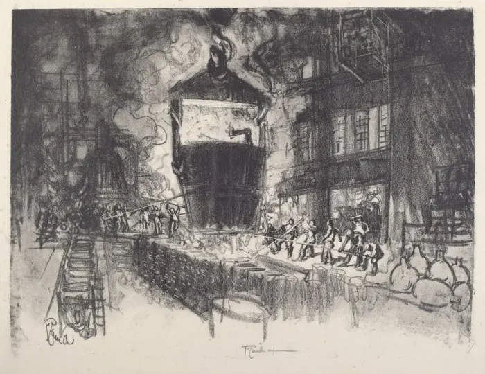 Framed Print : Casting Shells, 1917. Creator: Joseph Pennell Framed Print : Casting Shells, 1917. Creator: Joseph Pennell