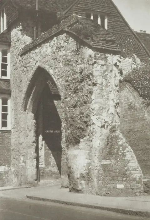 Framed Print : Castle arch, Guildford, Surrey. From the album: Photograph album - England, 1920s. Creator: Harry Moult Framed Print : Castle arch, Guildford, Surrey. From the album: Photograph album - England, 1920s. Creator: Harry Moult