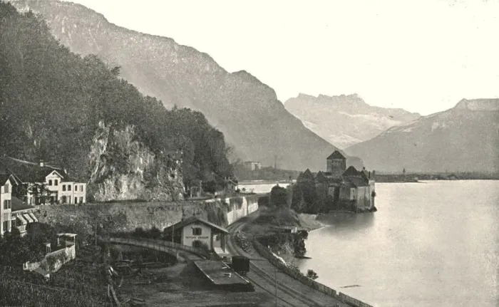 Framed Print : The Castle at Chillon, Switzerland, 1895. Creator: Unknown Framed Print : The Castle at Chillon, Switzerland, 1895. Creator: Unknown
