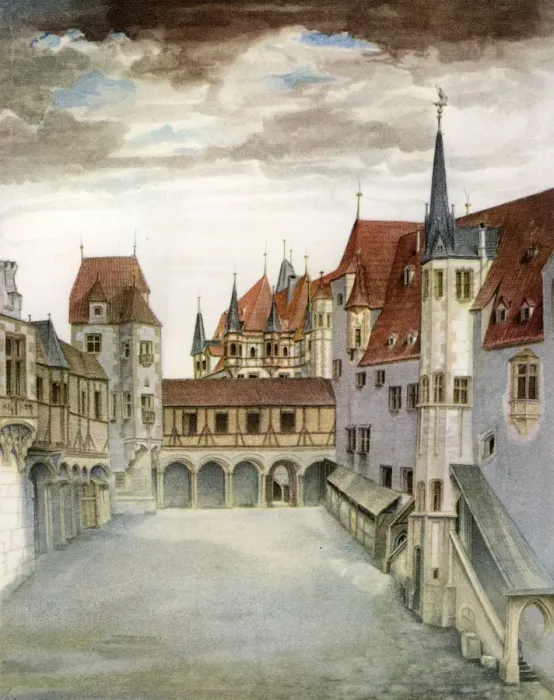Framed Print : Castle Courtyard, Innsbruck, 16th century, (1936). Artist: Albrecht Durer Framed Print : Castle Courtyard, Innsbruck, 16th century, (1936). Artist: Albrecht Durer