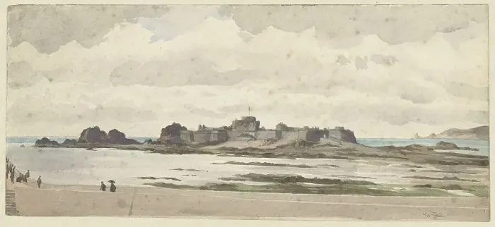 Framed Print : Castle or fortress on the coast, 1846-1902. Creator: James Tissot Framed Print : Castle or fortress on the coast, 1846-1902. Creator: James Tissot