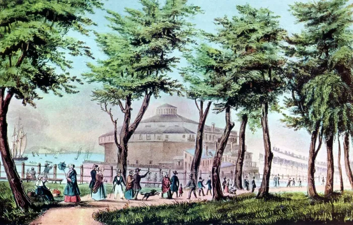 Framed Print : Castle Garden from the Battery, New York, 1848. Artist: Currier and Ives Framed Print : Castle Garden from the Battery, New York, 1848. Artist: Currier and Ives