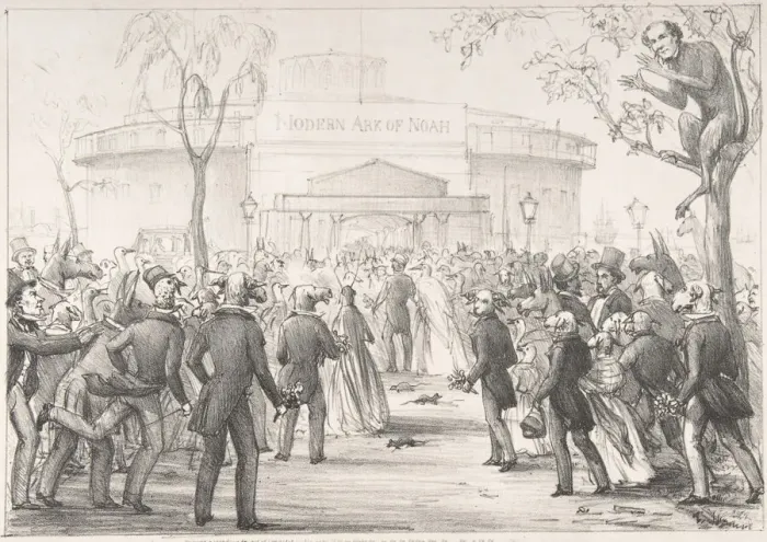 Framed Print : Castle Gardens, The Second Deluge, First Appearance of Jenny Lind in America, 1850. 1850. Creator: Anon Framed Print : Castle Gardens, The Second Deluge, First Appearance of Jenny Lind in America, 1850. 1850. Creator: Anon
