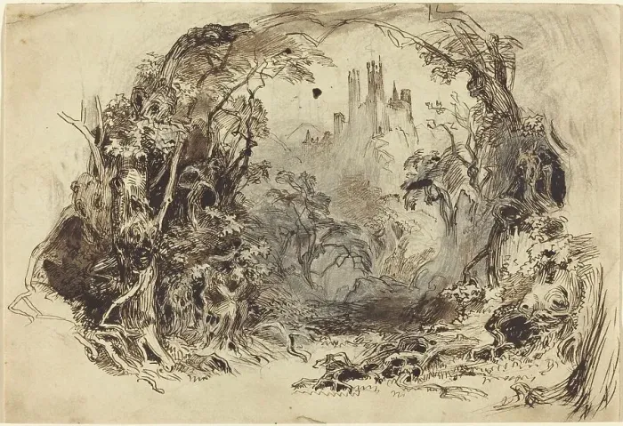 Framed Print : Castle On A Hill (Set for Sleeping Beauty and the Beast'?), 1900?. Creator: Robert Caney. Castle On A Hill (Set for Sleeping Beauty and the Beast'?), 1900?. Creator: Robert Caney Framed Print : Castle On A Hill (Set for Sleeping Beauty and the Beast'?), 1900?. Creator: Robert Caney. Castle On A Hill (Set for Sleeping Beauty and the Beast'?), 1900?. Creator: Robert Caney