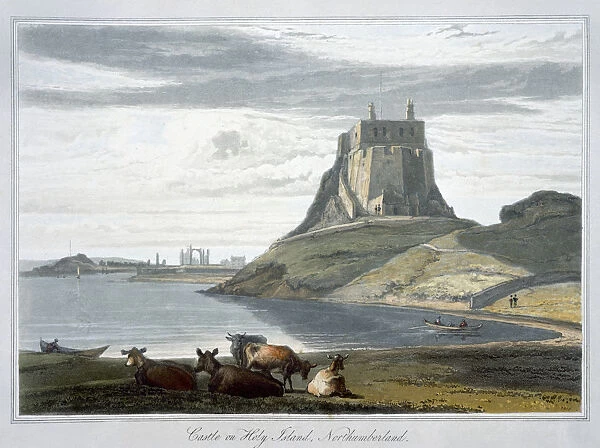 Castle on Holy Island, Northumberland, 1822. Artist: William Daniell