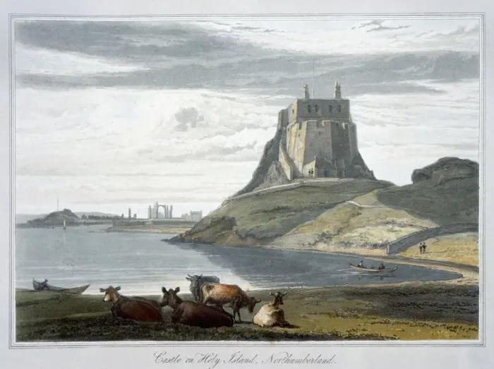 Framed Print : Castle on Holy Island, Northumberland, 1822. Artist: William Daniell