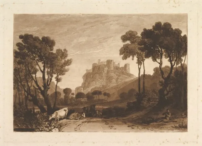Framed Print : The Castle above the Meadows (Liber Studiorum, part II, plate 8), 1808 Framed Print : The Castle above the Meadows (Liber Studiorum, part II, plate 8), 1808