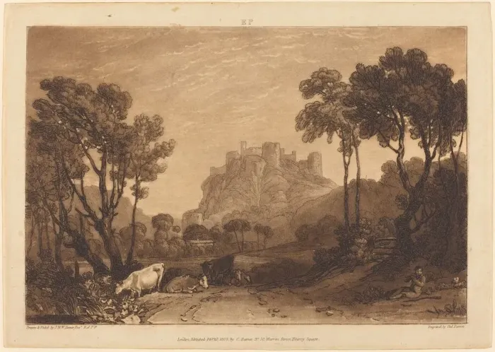 Framed Print : The Castle Above the Meadows, published 1808. Creator: JMW Turner Framed Print : The Castle Above the Meadows, published 1808. Creator: JMW Turner