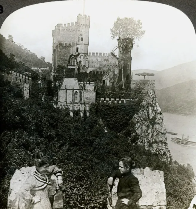 Framed Print : Castle Rheinstein, near Bingen, Germany. Artist: Underwood & Underwood Framed Print : Castle Rheinstein, near Bingen, Germany. Artist: Underwood & Underwood