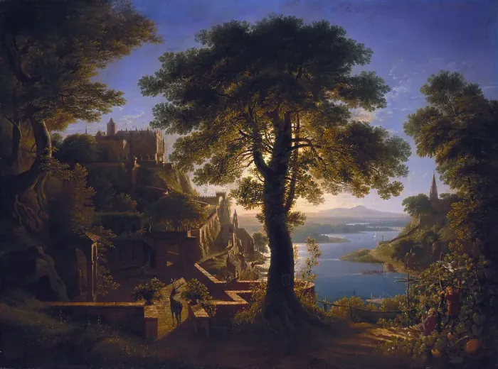 Framed Print : Castle by the River, 1820. Artist: Schinkel, Karl Friedrich (1781-1841) Framed Print : Castle by the River, 1820. Artist: Schinkel, Karl Friedrich (1781-1841)