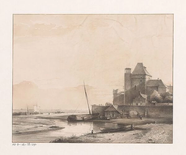 Castle on a river, 1849-1859. Creator: Kasparus Karsen