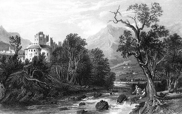 A castle by a river, 19th century. Artist:s Lacy