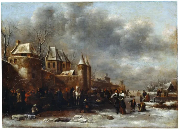 Framed Print : A Castle at the River Bank, 17th century. Artist: Klaes Molenaer Framed Print : A Castle at the River Bank, 17th century. Artist: Klaes Molenaer