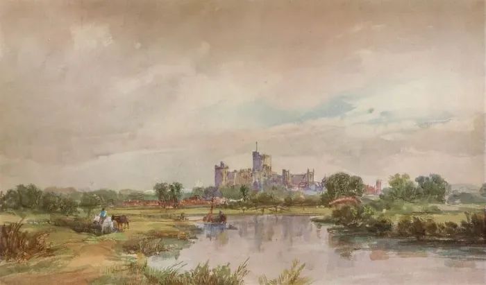 Framed Print : A Castle by a River, c1851, (1938). Artist: Alfred Vickers Framed Print : A Castle by a River, c1851, (1938). Artist: Alfred Vickers