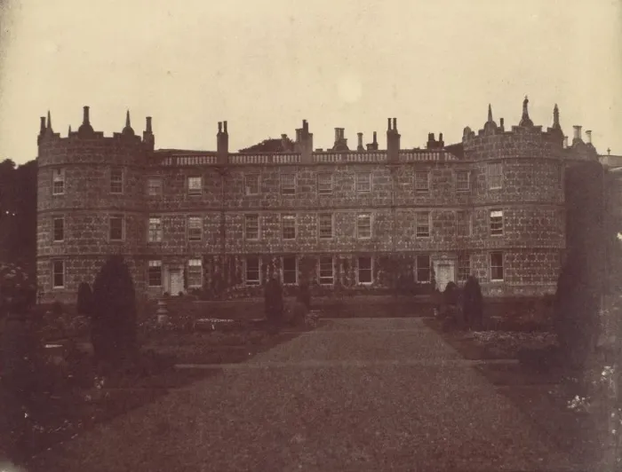 Framed Print : Castle with Round Towers Seen from the Garden, 1850s. Creator: Unknown Framed Print : Castle with Round Towers Seen from the Garden, 1850s. Creator: Unknown