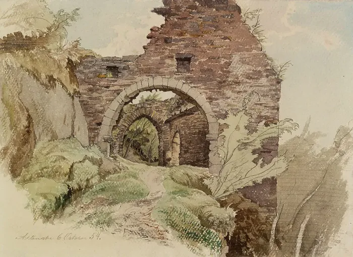 Framed Print : Castle ruins, portal vault, 1854. Creator: Werner Holmberg Framed Print : Castle ruins, portal vault, 1854. Creator: Werner Holmberg