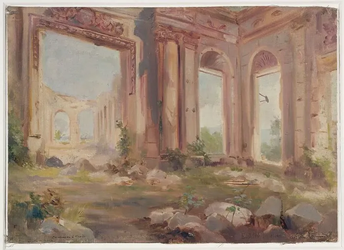 Framed Print : The castle of Saint-Cloud in ruins; The guards room, c1875. Creator: Jean Baptiste Edmond Allouard Framed Print : The castle of Saint-Cloud in ruins; The guards room, c1875. Creator: Jean Baptiste Edmond Allouard