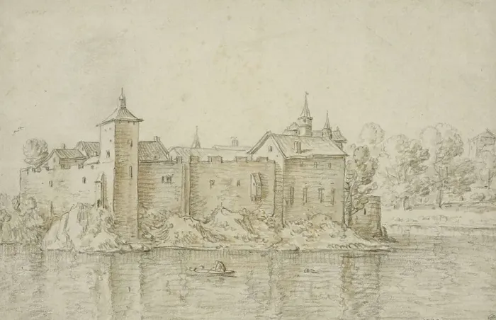 Framed Print : Castle surrounded by water. Creator: Herman Saftleven the Younger Framed Print : Castle surrounded by water. Creator: Herman Saftleven the Younger