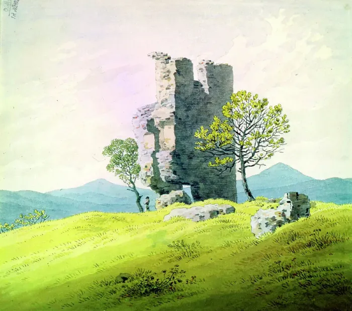 Framed Print : The Castle in Teplitz, late 18th or 19th century. Artist: Caspar David Friedrich Framed Print : The Castle in Teplitz, late 18th or 19th century. Artist: Caspar David Friedrich