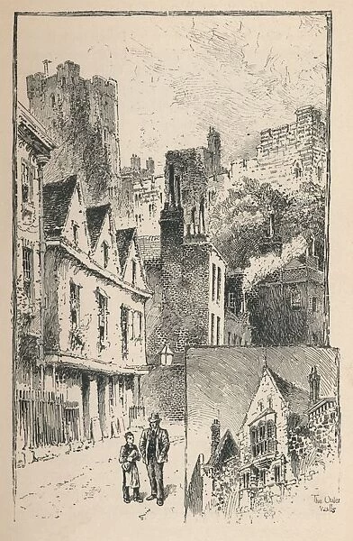 The Castle from Thames Street. A Bit of the Outer Walls, 1895