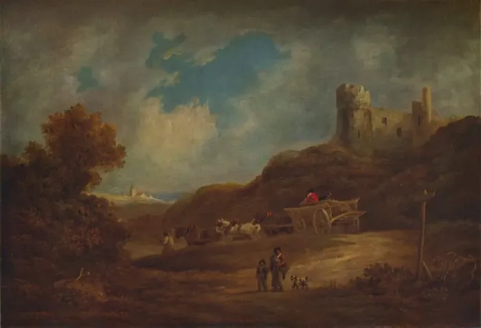 Framed Print : A Castle, with Waggon and Horses, c1886, (1938). Artist: Francis Towne Framed Print : A Castle, with Waggon and Horses, c1886, (1938). Artist: Francis Towne