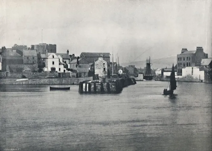 Framed Print : Castletown - From the Pier, Showing the Castle of Rushen, 1895 Framed Print : Castletown - From the Pier, Showing the Castle of Rushen, 1895