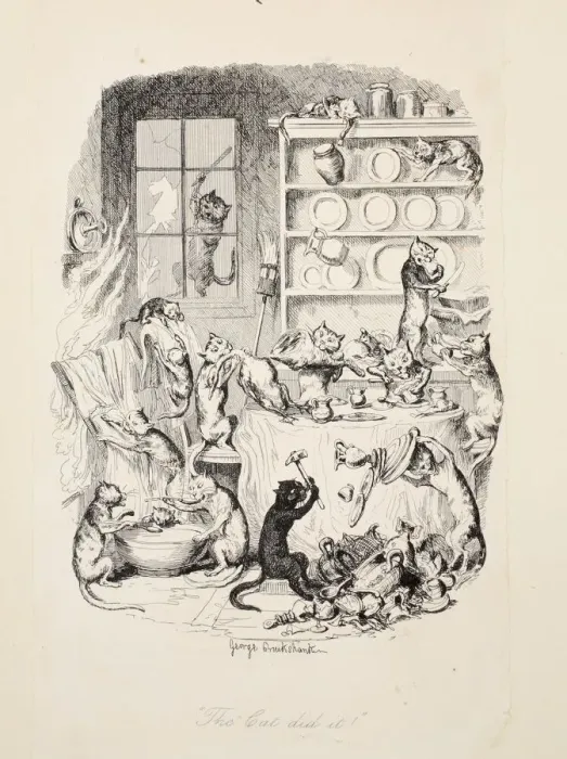 Framed Print : The Cat Did It, from The Greatest Plague of Life, pub. 1847 (engraving) Framed Print : The Cat Did It, from The Greatest Plague of Life, pub. 1847 (engraving)
