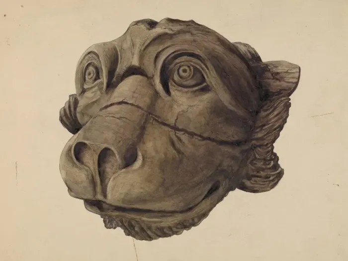 Framed Print : Cat Head Gargoyle, 1932 / 1945. Creator: John Davis Framed Print : Cat Head Gargoyle, 1932 / 1945. Creator: John Davis