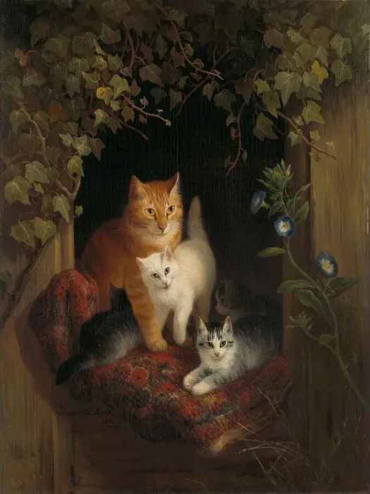 Framed Print : Cat with Kittens, 1844. Creator: Henriette Ronner Framed Print : Cat with Kittens, 1844. Creator: Henriette Ronner