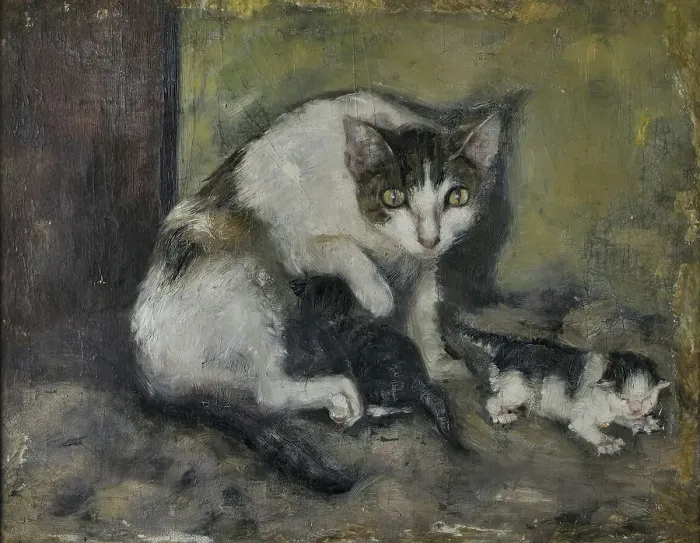 Framed Print : The cat mother, (c1930s). Creator: Ida Eléonora de Schulzenheim Framed Print : The cat mother, (c1930s). Creator: Ida Eléonora de Schulzenheim